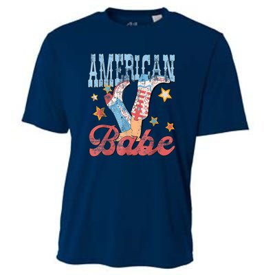 4th Of July Western Cowgirl Boots Retro American Girl Babe Gift Cooling Performance Crew T-Shirt