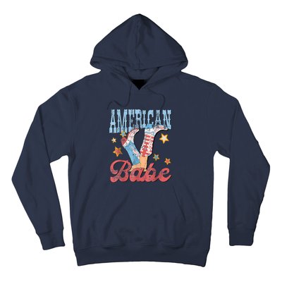 4th Of July Western Cowgirl Boots Retro American Girl Babe Gift Hoodie