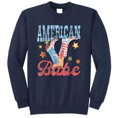 4th Of July Western Cowgirl Boots Retro American Girl Babe Gift Sweatshirt