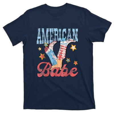 4th Of July Western Cowgirl Boots Retro American Girl Babe Gift T-Shirt