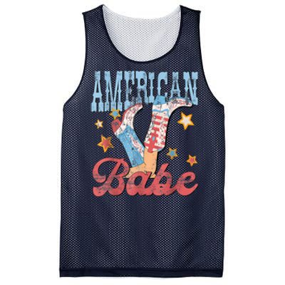 4th Of July Western Cowgirl Boots Retro American Girl Babe Gift Mesh Reversible Basketball Jersey Tank