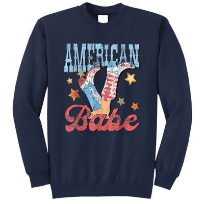 4th Of July Western Cowgirl Boots Retro American Girl Babe Gift Tall Sweatshirt