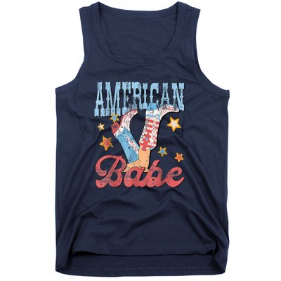 4th Of July Western Cowgirl Boots Retro American Girl Babe Gift Tank Top