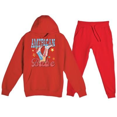 4th Of July Western Cowgirl Boots Retro American Girl Babe Gift Premium Hooded Sweatsuit Set