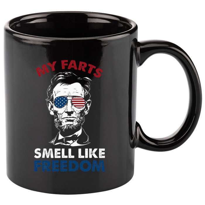 4th Of July My Farts Smell Like Freedom Abraham Lincoln 11oz C Handle Ceramic Mug
