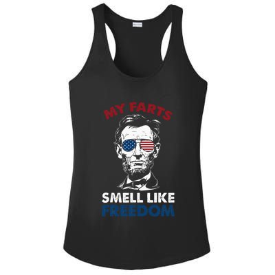 4th Of July My Farts Smell Like Freedom Abraham Lincoln Ladies PosiCharge Competitor Racerback Tank