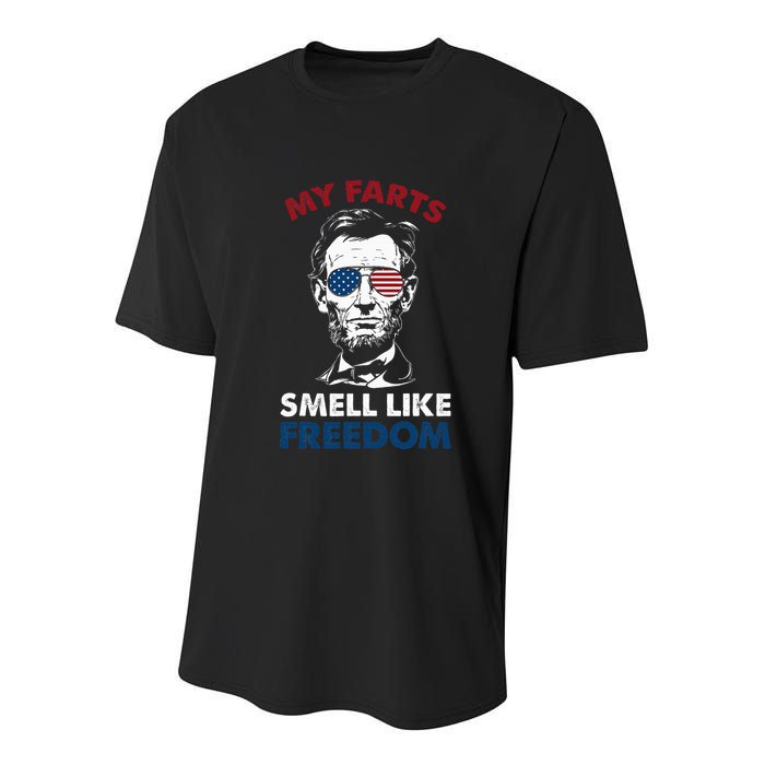 4th Of July My Farts Smell Like Freedom Abraham Lincoln Youth Performance Sprint T-Shirt