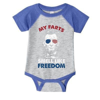 4th Of July My Farts Smell Like Freedom Abraham Lincoln Infant Baby Jersey Bodysuit