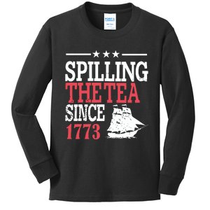 4th Of July Spilling The Tea Since 1773 Kids Long Sleeve Shirt