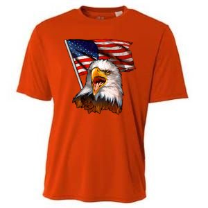 4th Of July Eagle American Flag Cooling Performance Crew T-Shirt