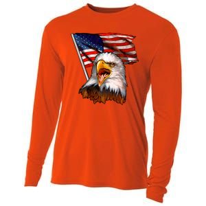 4th Of July Eagle American Flag Cooling Performance Long Sleeve Crew