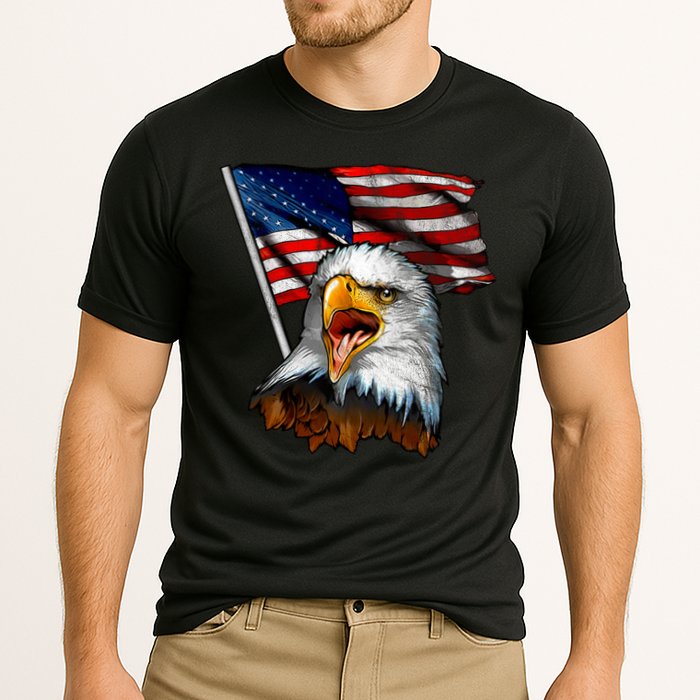4th Of July Eagle American Flag Cooling Performance Crew T-Shirt