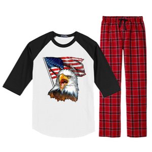 4th Of July Eagle American Flag Raglan Sleeve Pajama Set