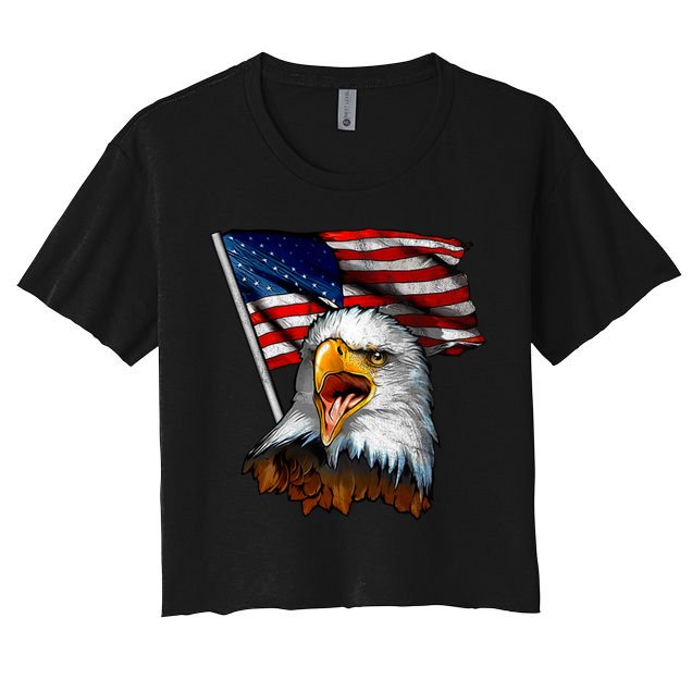 4th Of July Eagle American Flag Crop Top