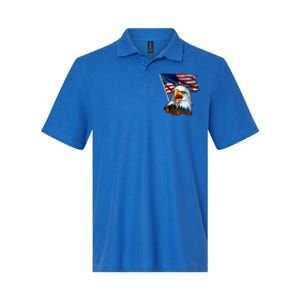 4th Of July Eagle American Flag Softstyle Adult Sport Polo