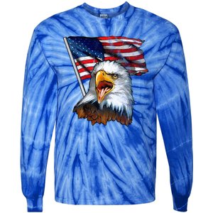 4th Of July Eagle American Flag Tie-Dye Long Sleeve Shirt