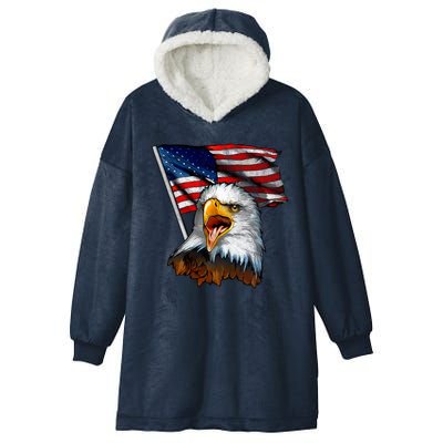 4th Of July Eagle American Flag Hooded Wearable Blanket