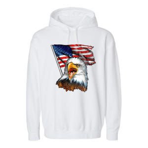 4th Of July Eagle American Flag Garment-Dyed Fleece Hoodie