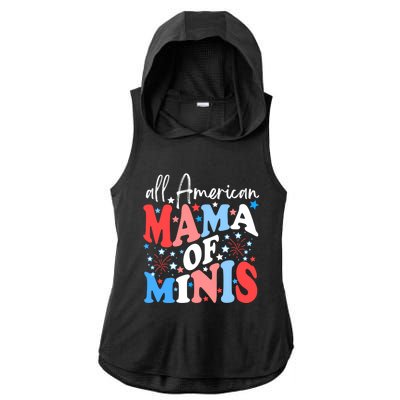 4th Of July All American Mama Of Minis Red White And Blue Gift Ladies PosiCharge Tri-Blend Wicking Draft Hoodie Tank