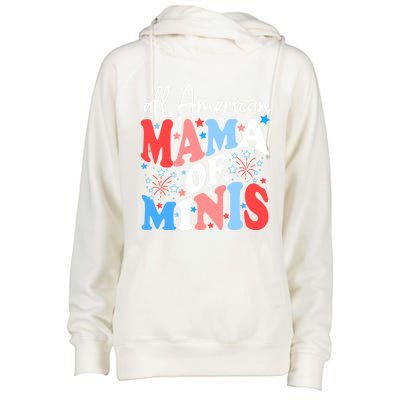 4th Of July All American Mama Of Minis Red White And Blue Gift Womens Funnel Neck Pullover Hood