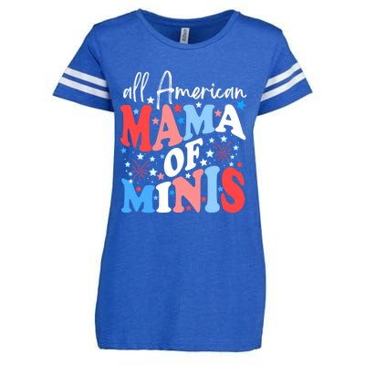 4th Of July All American Mama Of Minis Red White And Blue Gift Enza Ladies Jersey Football T-Shirt