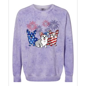 4th Of July American Flag Corgi Patriotic Dog Colorblast Crewneck Sweatshirt