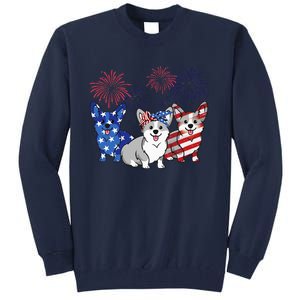 4th Of July American Flag Corgi Patriotic Dog Tall Sweatshirt