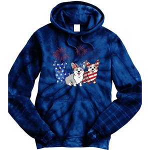 4th Of July American Flag Corgi Patriotic Dog Tie Dye Hoodie