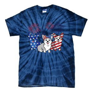 4th Of July American Flag Corgi Patriotic Dog Tie-Dye T-Shirt