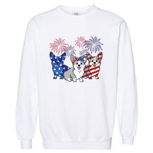 4th Of July American Flag Corgi Patriotic Dog Garment-Dyed Sweatshirt