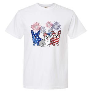 4th Of July American Flag Corgi Patriotic Dog Garment-Dyed Heavyweight T-Shirt