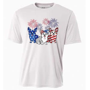 4th Of July American Flag Corgi Patriotic Dog Cooling Performance Crew T-Shirt