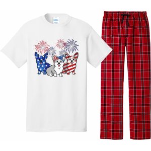 4th Of July American Flag Corgi Patriotic Dog Pajama Set