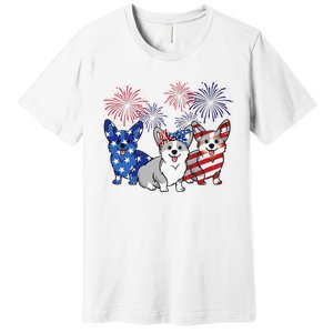 4th Of July American Flag Corgi Patriotic Dog Premium T-Shirt