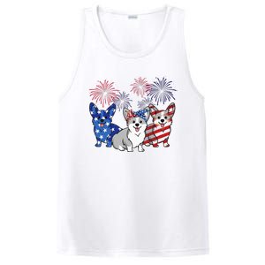 4th Of July American Flag Corgi Patriotic Dog PosiCharge Competitor Tank