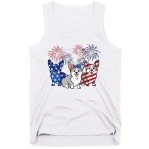 4th Of July American Flag Corgi Patriotic Dog Tank Top