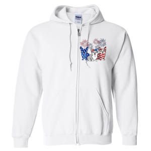 4th Of July American Flag Corgi Patriotic Dog Full Zip Hoodie