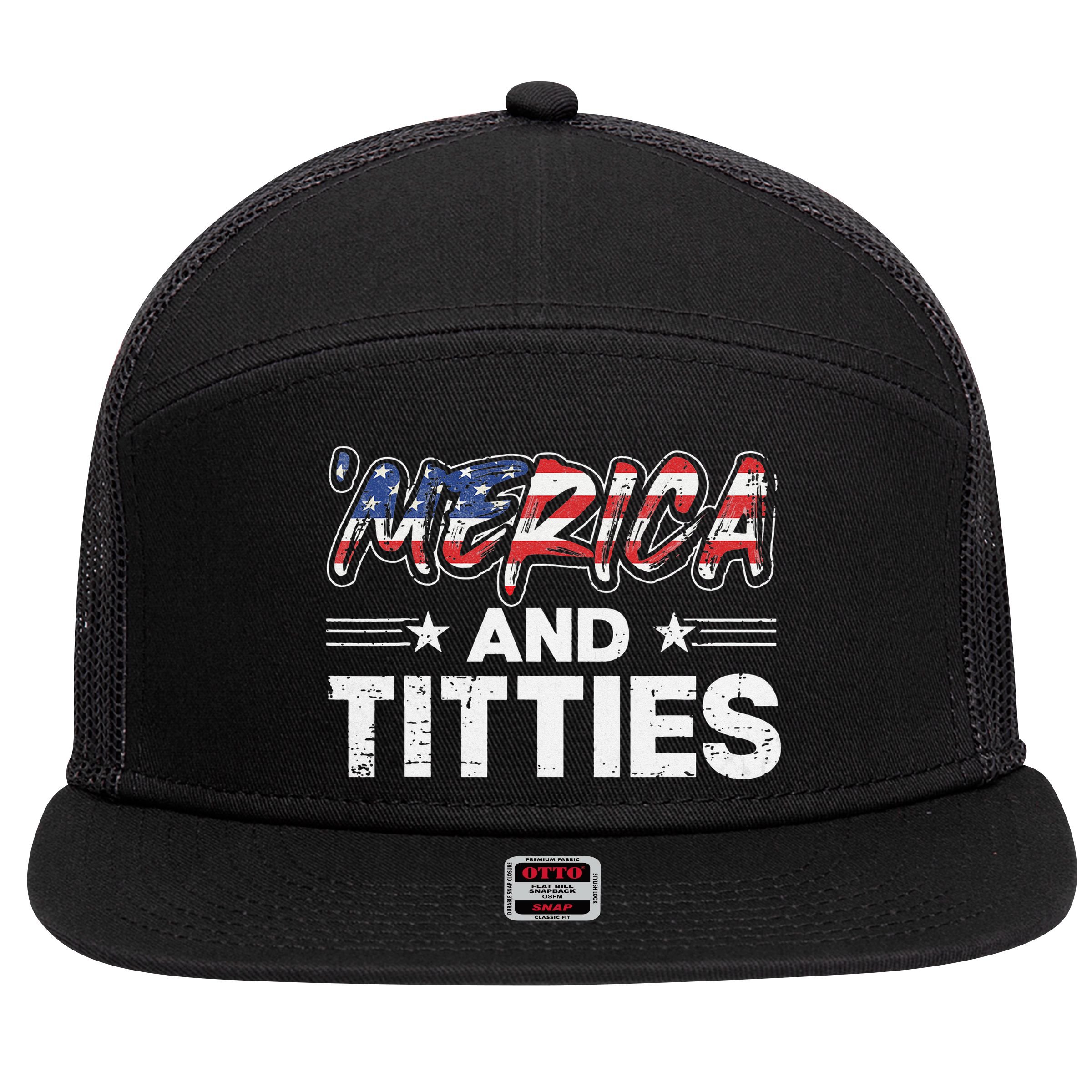 4th of July Merica and Titties 7 Panel Mesh Trucker Snapback Hat