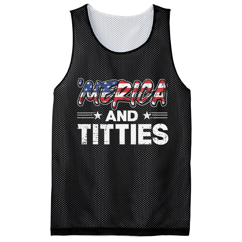 4th of July Merica and Titties Mesh Reversible Basketball Jersey Tank