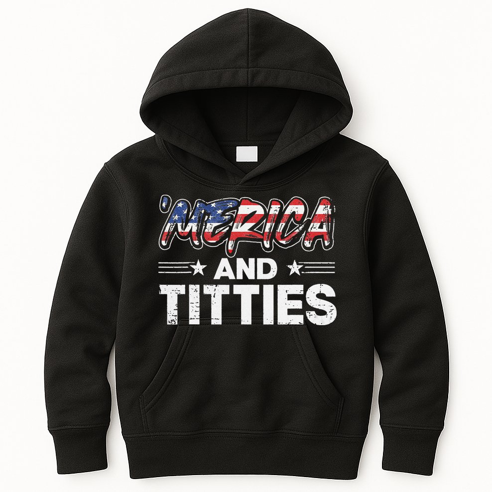 4th of July Merica and Titties Kids Hoodie