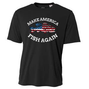 4th of July Fishing American Flag Make America Fish Again Cooling Performance Crew T-Shirt