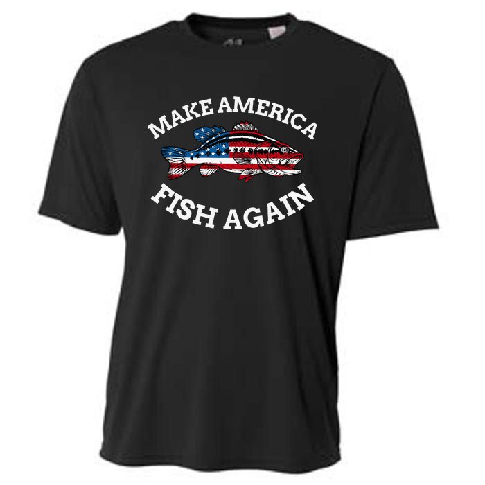 4th of July Fishing American Flag Make America Fish Again Cooling Performance Crew T-Shirt