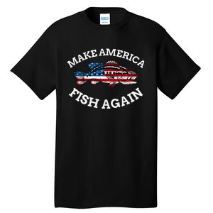 4th of July Fishing American Flag Make America Fish Again Tall T-Shirt