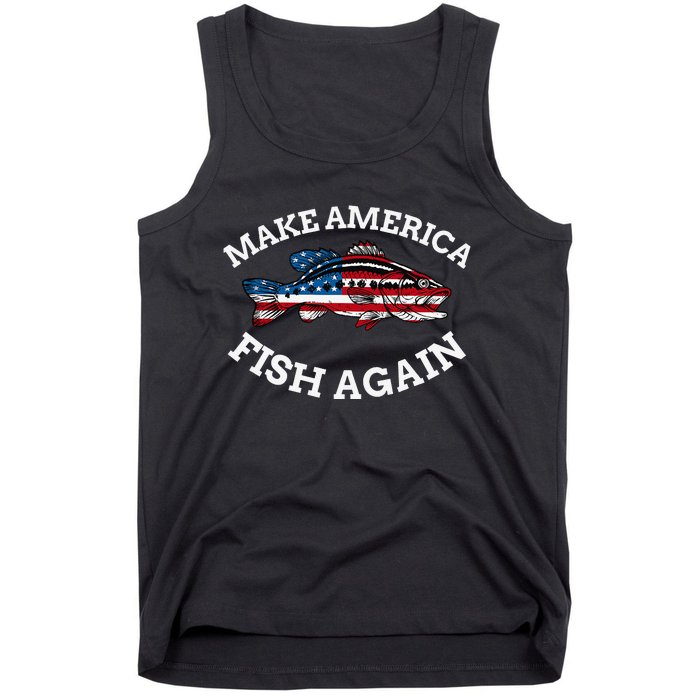 4th of July Fishing American Flag Make America Fish Again Tank Top