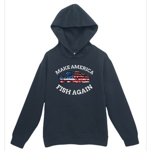 4th of July Fishing American Flag Make America Fish Again Urban Pullover Hoodie