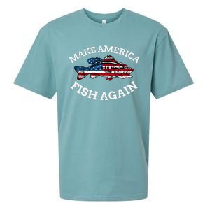 4th of July Fishing American Flag Make America Fish Again Sueded Cloud Jersey T-Shirt