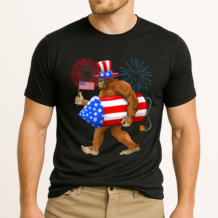 4th Of July Bigfoot American Flag Fireworks Sasquatch Cooling Performance Crew T-Shirt