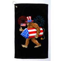4th Of July Bigfoot American Flag Fireworks Sasquatch Golf Towel