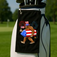 4th Of July Bigfoot American Flag Fireworks Sasquatch Golf Towel