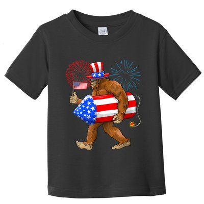 4th Of July Bigfoot American Flag Fireworks Sasquatch Toddler T-Shirt